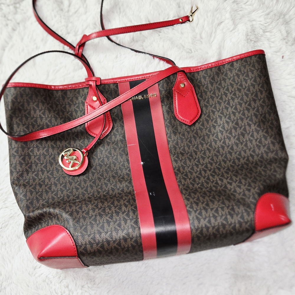 Michael Kors Brown and Red Tote Bag